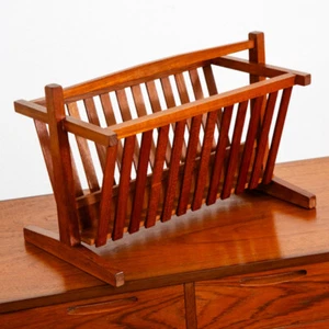 Mid Century Modern Magazine Rack Solid Teak Vintage Danish Folding Mcm Mobler - Picture 1 of 9