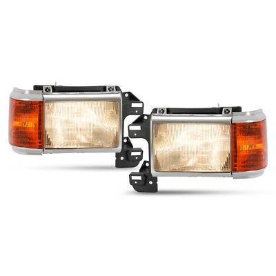 Headlights w/ Bulbs Chrome Set For Bronco F-150 F-250 F-350 F-450 Truck 87-91 - Image 1 of 4