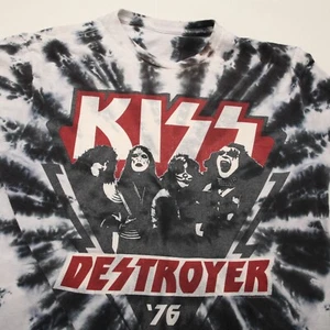 KISS Destroyer Shirt Mens Medium Black Tie Dye Liquid Blue Graphic Tee - Picture 1 of 10