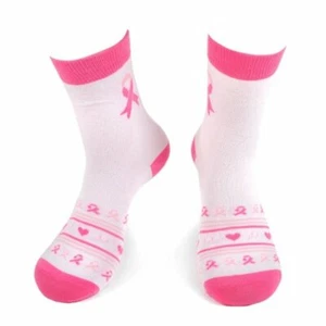 Damensocken Brustkrebsbewusstsein rosa Band hübsch lustig Neuheit - Bild 1 von 5