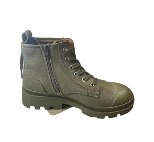 Universal Thread Womens Teagan Combat Boots Green Textile Mid High Heel - Picture 1 of 6