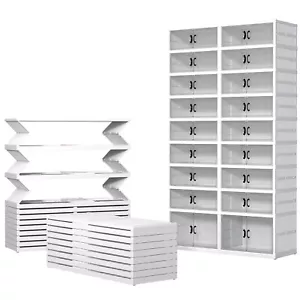 Shoe Storage Box,Foldable Shoe Rack with Clear Door - Picture 1 of 9