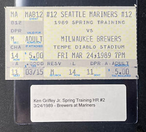 1989 Ken Griffey Jr. Ticket Stub Spring Training HR Home Run #2 Mariners