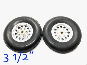 1 Pair 3.5" 3 1/2" CNC Aluminum Hub Rubber Wheel for RC Airplanes US SELLER/SHIP - Picture 1 of 5