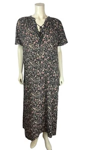 Doen Floral Print Tasseled Midi Dress Size S Kaftan Mumu Boho Short Sleeve Small - Picture 1 of 13
