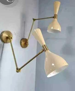 Metal Wall Sconce Mid Century 1950'Italian Light Brass Beautifull Stilnovo Lamp - Picture 1 of 7