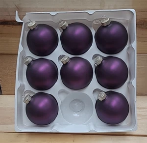 Set of 8  PURPLE Vintage Martha Stewart 2005*TWILIGHT* Christmas Glass Ornaments - Picture 1 of 9