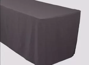 4' ft. Fitted Polyester Table Cover Trade show Banquet Tablecloth CHARCOAL GREY - Picture 1 of 3