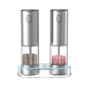 One-Hand Electric Spice Grinders - 6 Adjustable Settings, USB-C, Glass/Steel - Picture 1 of 17