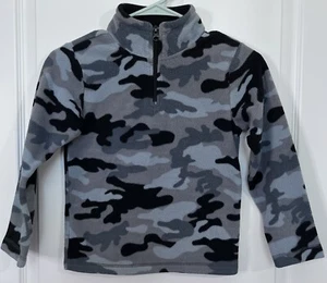 The Children's Place Kids Fleece Sweater S(5/6) Gray Camo Black 1/4 Zip Unisex - Picture 1 of 14