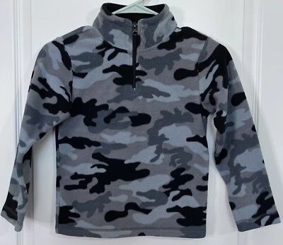 The Children's Place Kids Fleece Sweater S(5/6) Gray Camo Black 1/4 Zip Unisex - Image 1 of 4