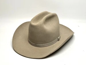 Vintage 5x Beaver Felt Custom Made cattleman Crown 3.5” Brim Cowboy Hat 6 3/4 - Picture 1 of 3