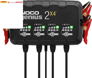 GENIUS2X4, 4-Bank 8A (2A/Bank) Smart Charger, 6V and 12V Car Battery Charger, Ba - Picture 1 of 7