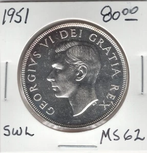 1951 Canada One Silver Dollar SWL - UNC - Picture 1 of 2