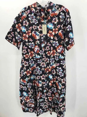 Б/у Tucker темно-синий размер маленький цветочный Shift Midi платье с коротким рукавом - Изображение 1 из 3