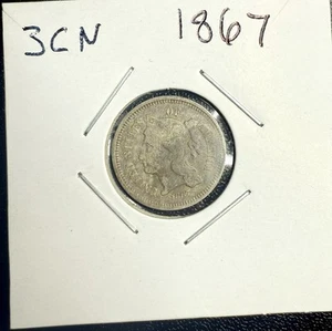 1867 Three Cent Piece – Nice Circulated Example - Picture 1 of 4