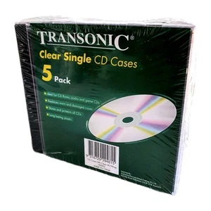 Transonic Replacement CD Cases 5 Pack Clear Single Jewels For Roms Audio & Games - Afbeelding 1 van 9