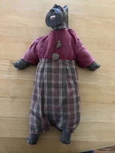 Vintage Scottie Hund Sitzsack Figur mit Porzellanbeinen/Kopf 13” x 5” - Bild 1 von 8