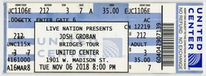 2018 Josh Groban Idina Menzel Full Complete Concert Ticket Stub Chicago IL - Picture 1 of 1