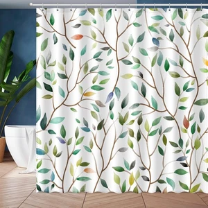 Cortina de Ducha Boho Verde Salvia Floral, Primavera Verano Colorido Flujo Botánico... - Imagen 1 de 6