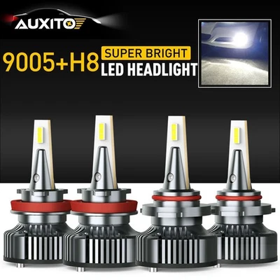 4pcs 9005 H11 H8 Combo LED Headlight Bulbs High Low Beam Performance 6500K White - Image 1 of 4
