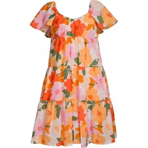 Bonnie Jean Girls Dress Yellow Orange Pink Flowers with Green Leaves Size 5 - Picture 1 of 4