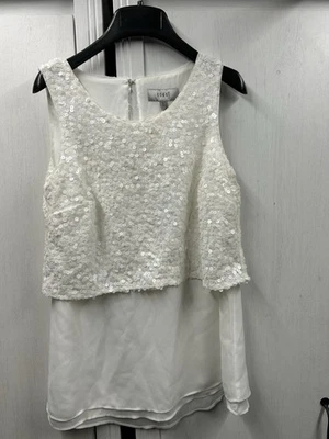 Coast White Sleeveless Glittery Glitzy Sequin Festive party Top Blouse Size 8 - Image 1 of 4