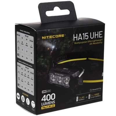Nitecore HA15 UHE LED Kopflampe, Stirnlampe, Headlamp, max. 400 Lumen Li-Ion S