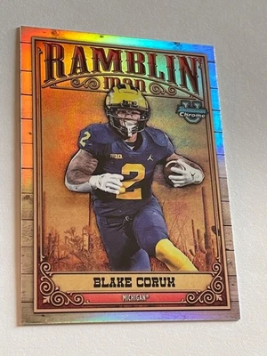 2023 Bowman University Chrome Ramblin' Man Blake Corum #RM-8 RC Wolverines/Rams - Image 1 of 4