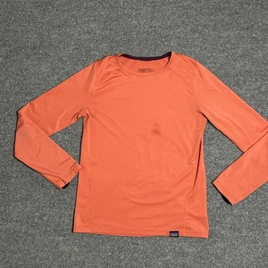 Patagonia Capilene Baselayer Shirt Youth Medium 10 Orange Long Sleeve Crew - Picture 1 of 12
