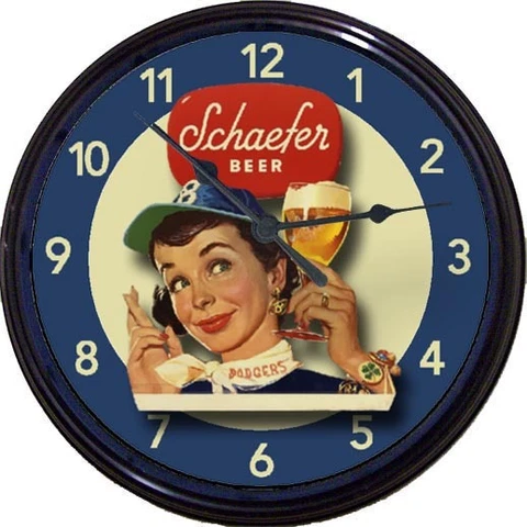 Brooklyn Dodgers Schaefer Beer Wall Clock Ebbets Field Baseball MLB Shamrock 10" Cover