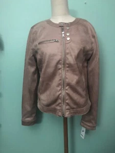 William Rast Rogue Suede Silver Pink Moto Jacket Women’s Plus Size L BY JUSTIN T - Picture 1 of 8