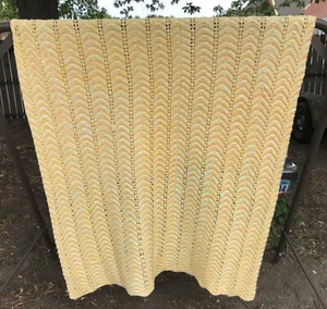 Vintage Crochet Granny Yellow Orange Pastel 48 x 80 Afghan - Great Condition! - Picture 1 of 9