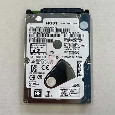 Hitachi Z7K500-500 500GB 2.5" SATA HDD 7200RPM 6.0GB/s 0J43955 HTS725050A7E630 - Image 1 of 4