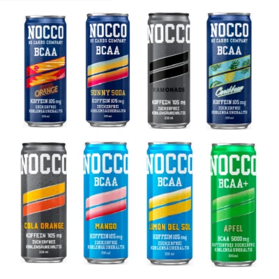 8 Cans MIX | NOCCO BCAA Drink | Variety Pack of 8 | 105mg Caffeine | No Sugar