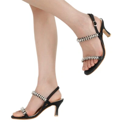 Sandalias de tacón de gatito con estrás brillantes SheSole para mujer Foto 1 de 4