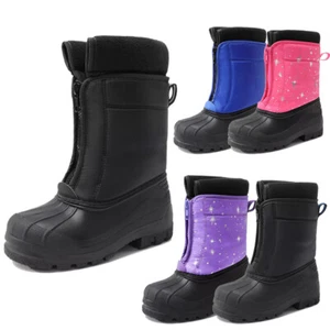 Dream Pairs Kids Boys Girls Youth Snow Boots Zip Waterproof Mid Calf Ski Boots - Picture 1 of 17
