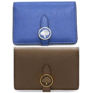 MULBERRY TREE CARD HOLDER WALLET CROSS GRAIN LEATHER - CLAY and BLUE COLOUR - Picture 1 of 5
