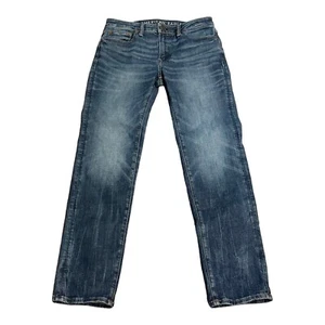 American Eagle Jeans Mens 30x32 Airflex+ Temp Tech Slim Straight Blue Denim - Picture 1 of 8