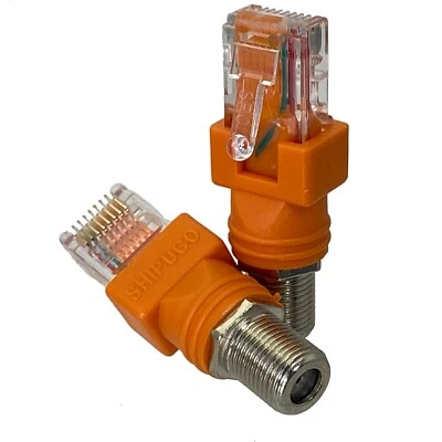F TV Female Jack to RJ45 Male Plug Coaxial Coax Barrel Coupler Adapter - Image 1 of 3