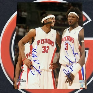 Ben Wallace Rip Hamilton Detroit Pistons Signed 11x14 Photo Autographed Steiner - Picture 1 of 4
