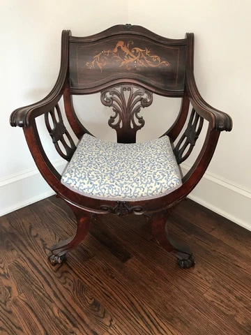 1880s Antique French Carved Renaissance Dagobert Walnut Wooden Arm Chair Cover
