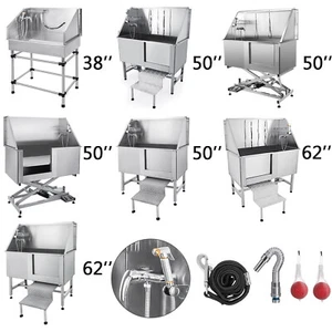 VEVOR 34-62'' Pet Dog Grooming Bath Tub Dog Cat Wash Shower Kit Stainless Steel - Picture 1 of 110