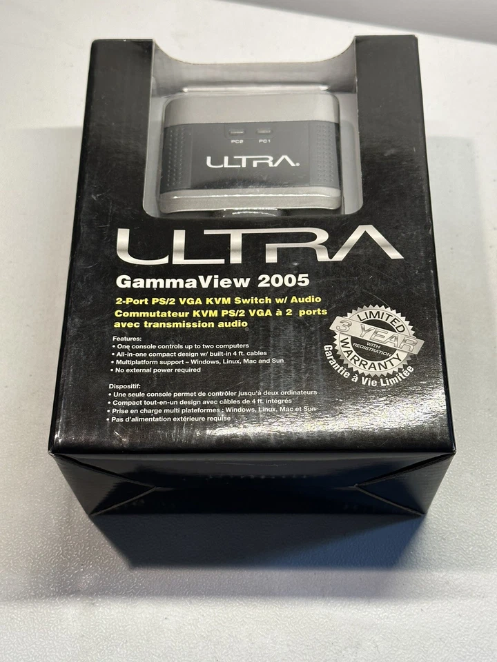 Ultra GammaView 2005 2-Port KVM Switch PS/2, VGA, Audio U12-40714 B5 - Image 1 of 3