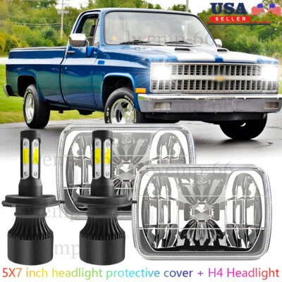 Fit Chevrolet C10 C20 C30 1981-1986 Pair 7x6" LED Headlights Hi/Low Lamps 6000K - Image 1 of 4