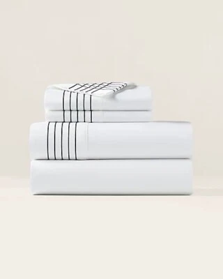 $245 NUEVO POLO RALPH LAUREN HOME KING 624 TC SÁBANA PLANA AZUL MARINO SATÉN BORDADO Foto 1 de 4