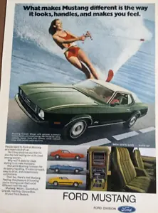 1973 print ad - Ford Mustang car SEXY GIRL swimsuit water skiing fun ADVERTISING - Picture 1 of 2
