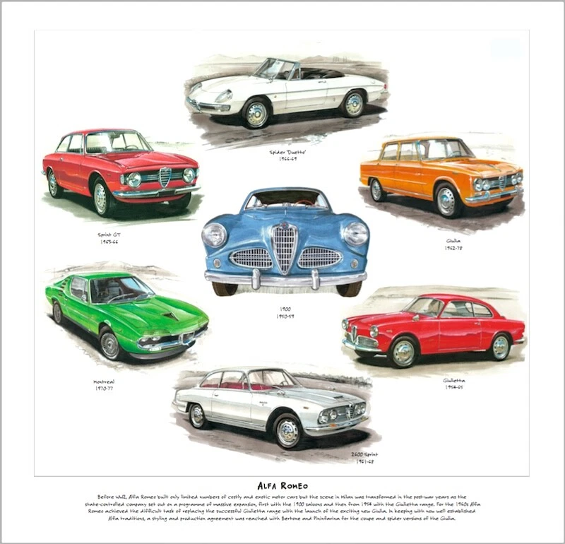 ALFA ROMEO - FINE ART PRINT - 2600 Sprint Montreal Spider Giulia Giulietta 1900 - image 1 of 1