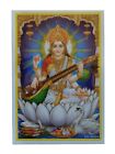 Hindu Goddess Glossy Picture * SARASWATI * Approx. 8.9 x 12.8 cm Glitter Finish