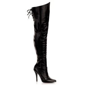 Pleaser USA Legend-8899 Bota Muslo Cuero Negro UK2 EN STOCK - Imagen 1 de 1